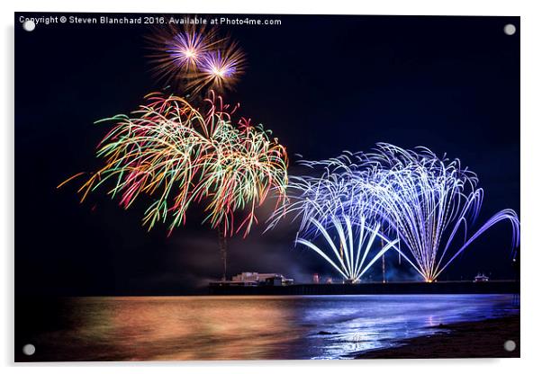 Blackpool fireworks display Acrylic by Steven Blanchard