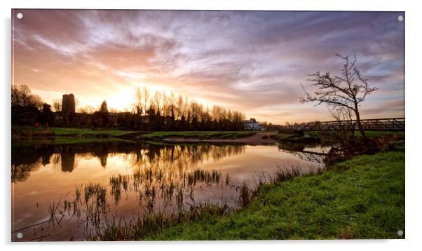 Dawn On The Stour Acrylic by Ian Merton