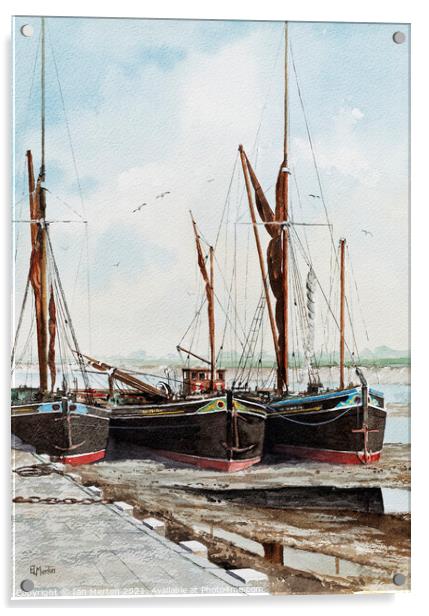 Thames Barges Acrylic by Ian Merton