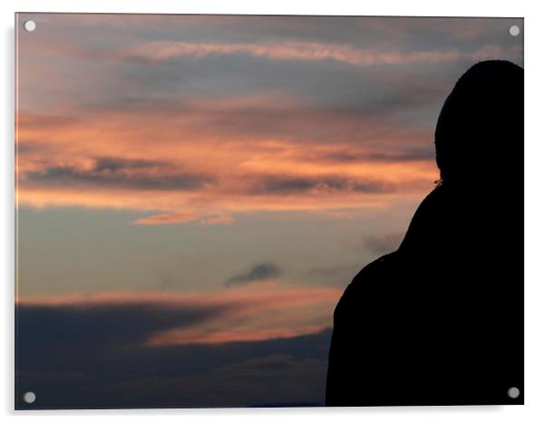 Silhouette of A man enjoying the sunset sky Acrylic by Jackson Photography