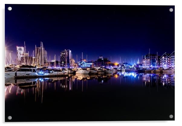 Ipswich Waterfront at Night Acrylic by Nick Rowland