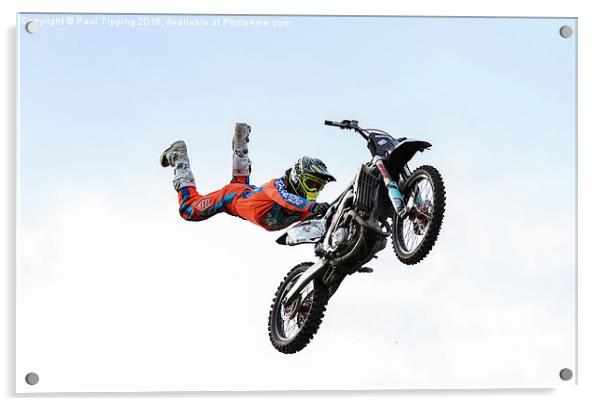 Motorbike Stunt  Acrylic by Paul Tipping