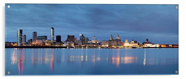  Liverpool Waterfront Reflections from Seacombe Acrylic by John Hickey-Fry