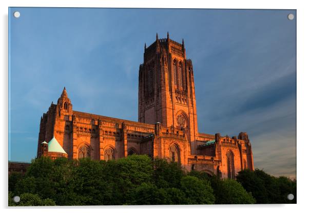 LIVERPOOL ANGLICAN CATHEDRAL IN GARDENS Acrylic by John Hickey-Fry