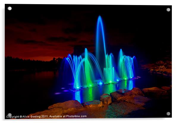 Fountain at the Electric Forest Acrylic by Alice Gosling