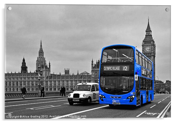 Blue Bus and Big Ben Acrylic by Alice Gosling
