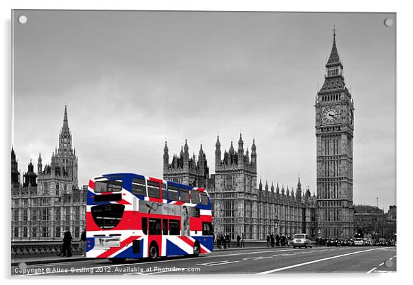 Union Jack Bus Acrylic by Alice Gosling