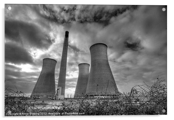 Richborough Cooling Towers Acrylic by Alice Gosling