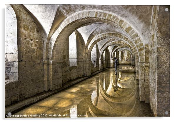 Winchester Cathedral Crypt Acrylic by Alice Gosling
