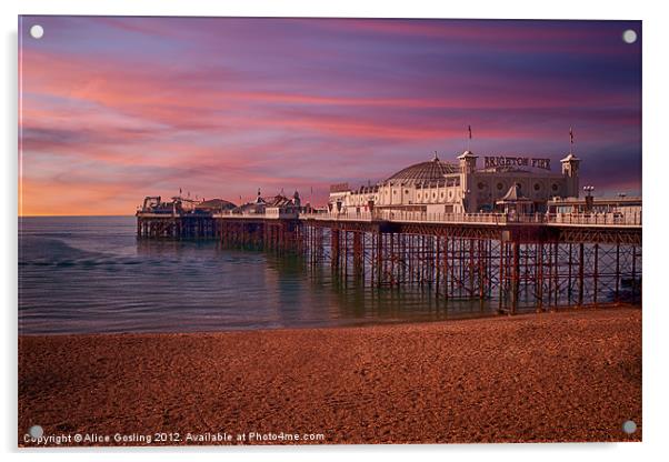 Brighton Pier Sunrise Acrylic by Alice Gosling