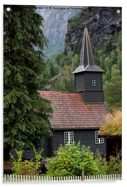 The little wooden church.  Acrylic by Peter Stevenson