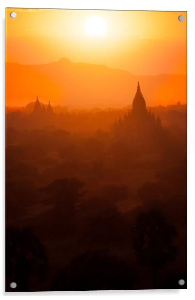 Bagan Sunset Acrylic by Johannes Valkama