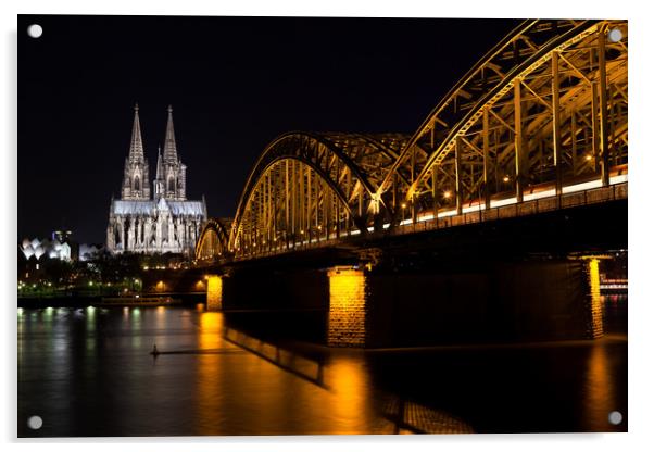 Cologne at Night Acrylic by Johannes Valkama