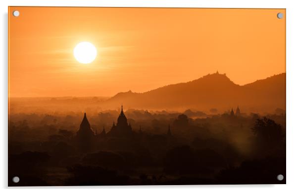 Bagan Sunrise Acrylic by Johannes Valkama