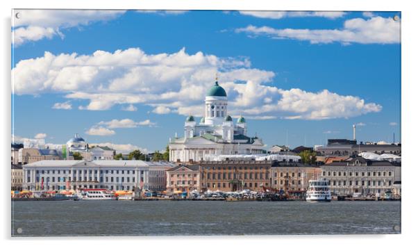 Helsinki Cathedral and Market Square Acrylic by Johannes Valkama