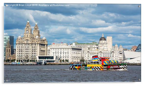  Liverpool Skyline & Ferry Acrylic by Brian Lloyd