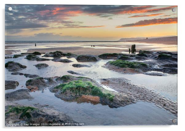 Low tide sunset at Winchelsea Beach Acrylic by Paul Praeger