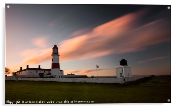 Souter Lighthouse sunset Acrylic by andrew blakey