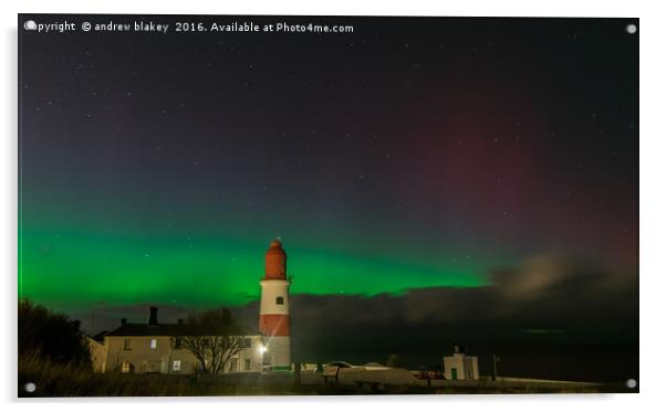 Aurora Borealis Over Souter Lighthouse Acrylic by andrew blakey