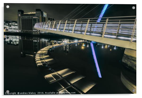 Tilting Bridge over Baltic Arts Centre Acrylic by andrew blakey