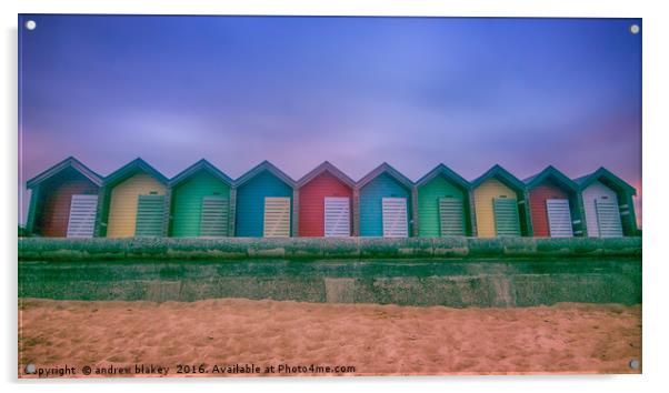 Vibrant Blyth Beach Huts Acrylic by andrew blakey