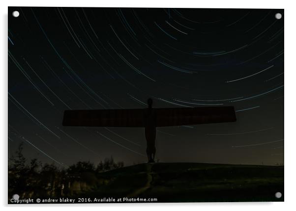 Angel Of the North Startrail Acrylic by andrew blakey