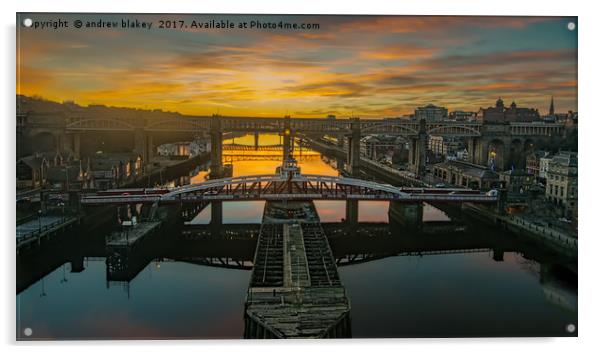 The Majestic Bridges of Newcastle Acrylic by andrew blakey