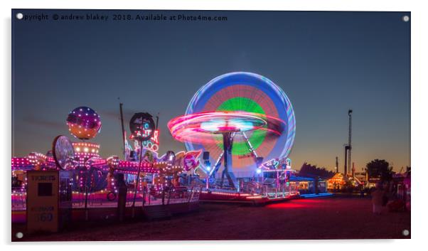 Thrilling Rides at Newcastle's Night Fair Acrylic by andrew blakey