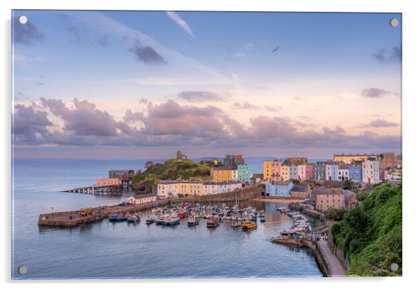 Tenby Harbour Sunset Acrylic by Richard Downs