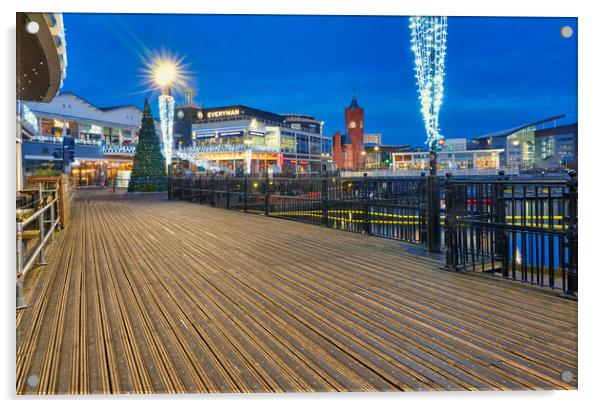 Mermaid Quay at Christmas Acrylic by Richard Downs