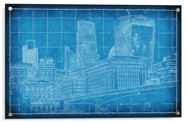 London Blueprint Acrylic by Richard Downs