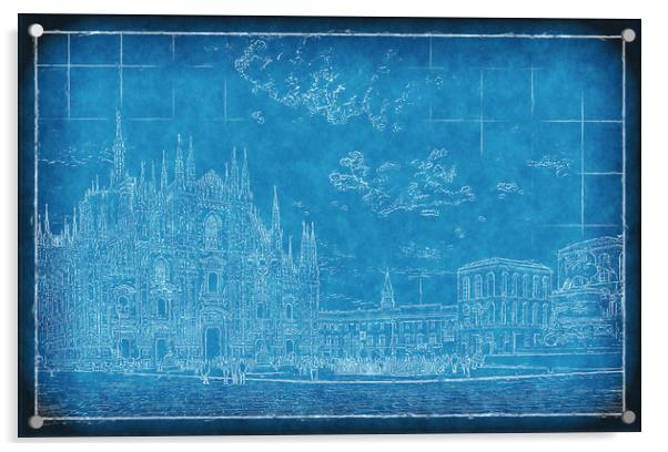 Duomo Blueprint Acrylic by Richard Downs