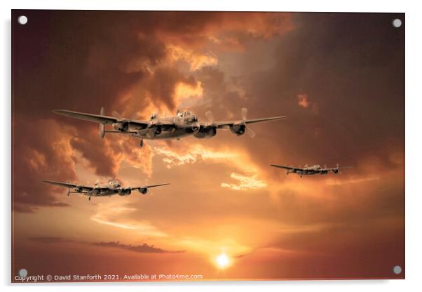 Lancasters start another Mission Acrylic by David Stanforth