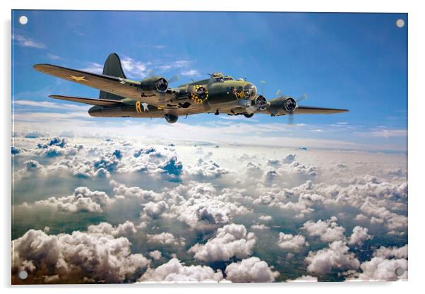 Memphis Belle flying high  Acrylic by David Stanforth