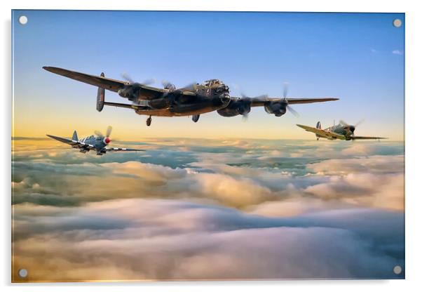 Lancaster and two wingmen Acrylic by David Stanforth