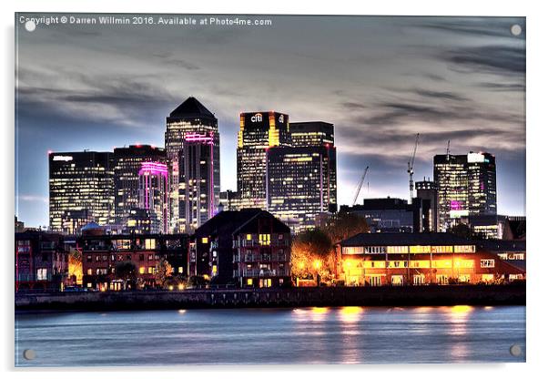  London Docklands at Dusk Acrylic by Darren Willmin