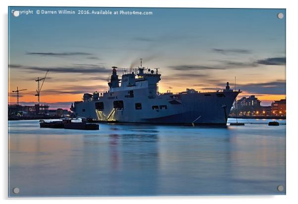 The Royal Navy HMS Ocean In London Acrylic by Darren Willmin