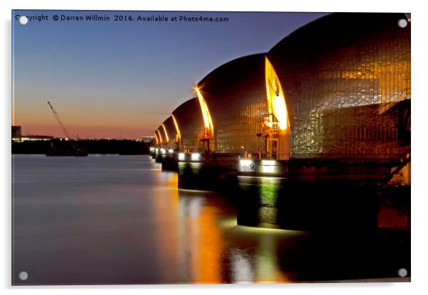 Thames Barrier As The Sun Sets Acrylic by Darren Willmin