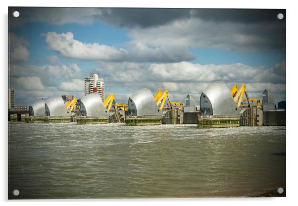 Thames Barrier full closure  Acrylic by Darren Willmin