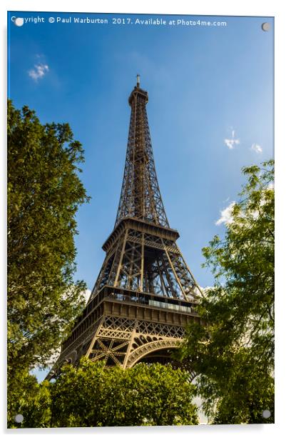 Eiffel Tower Through Trees Acrylic by Paul Warburton