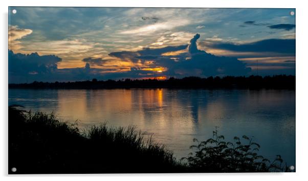 Mekong Sunset Acrylic by Annette Johnson