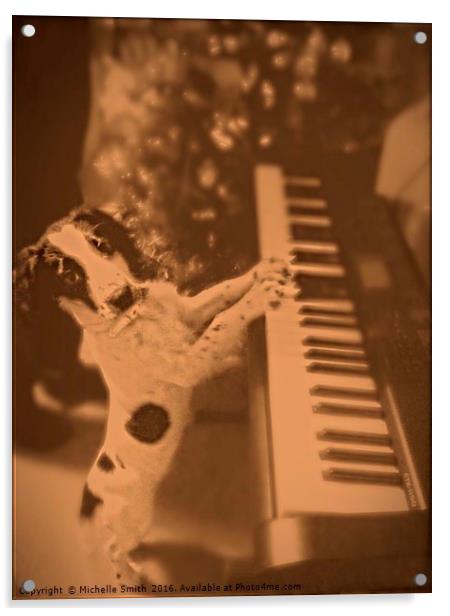 Piano Playing Spaniel Dog Acrylic by Michelle Smith