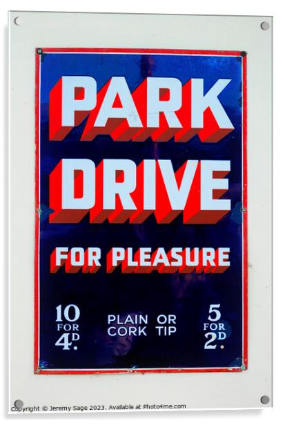 Vintage Park Drive Cigarette Sign Acrylic by Jeremy Sage
