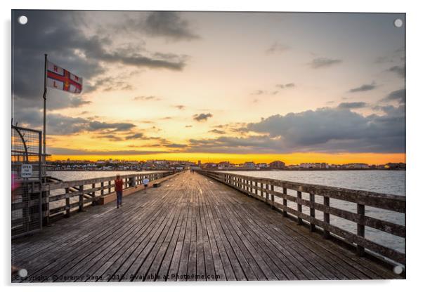 Pier Sunset Acrylic by Jeremy Sage