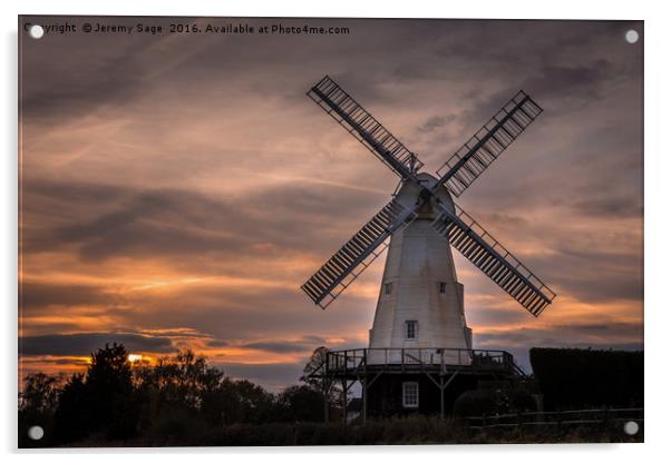 Iconic Kentish Windmill at Twilight Acrylic by Jeremy Sage
