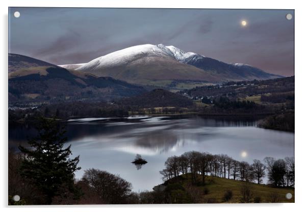 Moonrise over Blencathra in the Lake District Acrylic by Martin Lawrence