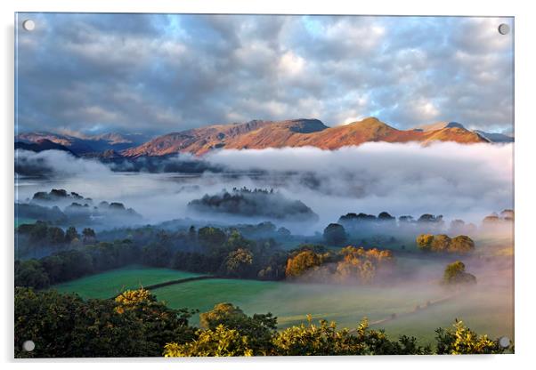 Mists over Derwentwater and Catbells Acrylic by Martin Lawrence