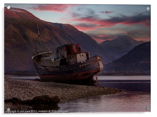 Corpach Shipwreck Acrylic by phil pace