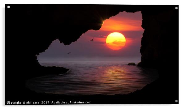 Sunset Cave Acrylic by phil pace