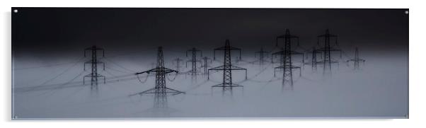 Pylons in the Mist Acrylic by Justine Stuttard